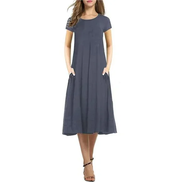 chinese dress ladies MOLERANI Women's Loose Plain Maxi Dresses Casual Long Dresses with  Pockets,Black,XS at Amazon Women's Clothing store
